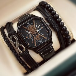 تصویر ست دستبند و ساعت کوبیک مردانه 