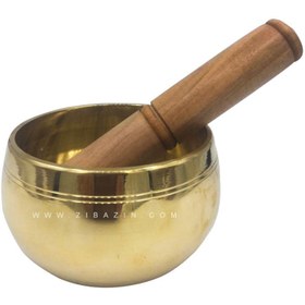 تصویر کاسه تبتی (مرتعش) هندی طلایی : قطر ۹ سانت Tibitian Singing Bowl