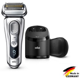 تصویر ماشین اصلاح براون مدل 9390cc VS ا Braun Electric Shaver, Series 9, Silver with Clean and Charge station and leather travel case, 9390cc VS Braun Electric Shaver, Series 9, Silver with Clean and Charge station and leather travel case, 9390cc VS