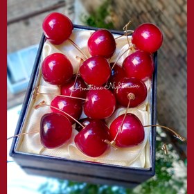 تصویر گوشواره زنانه برند فشن مدل گیلاس استیل رنگ ثابت وضد حساسیت Women's earrings, fashion brand, cherry model, steel, fixed color and free shipping