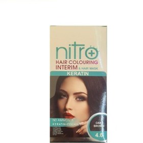 تصویر شامپو رنگ مو بدون آمونیاک نیترو پلاس Nitro Plus قهوه ای بلوطی 4.6 حجم 150 میل Nitro Plus Hair Colouring Intrim & Hair Mask 150 Ml