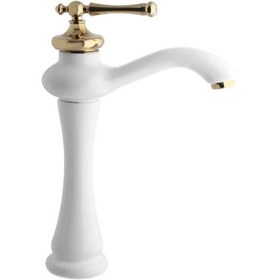 تصویر شیر روشویی پایه بلند البرز روز مدل مجیک شیری طلامات AlborzRooz Top Standing Basin Faucet, Magic Milk-Gold