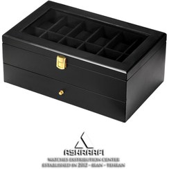 تصویر جعبه ساعت و عینک مدل WG101 | با ظرفیت ۱۲ ساعت و ۶ عینک WG101 Wooden Watch & Eyeglass Box | 12 Watches & 6 Glasses Organizer