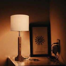 تصویر آباژور رومیزی پایه چوب N16s Table lamp N16s