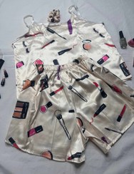 تصویر تاپ و شورتک راحتی ساتن - ست 