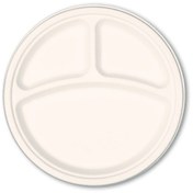 تصویر بشقاب یکبار مصرف گیاهی سه خانه سایز ۱۰ اینچ 