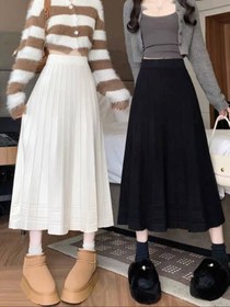 تصویر دامن ریز بافت - مشکی 