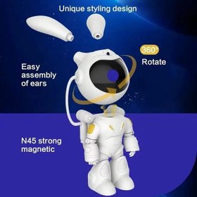 تصویر چراغ خواب فضانورد کهکشانی طرح خرگوش با اسپیکر GALAXY PROJECTOR Model Rabbit Astronaut