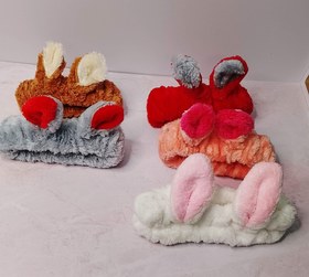 تصویر هدبند جنس حوله‌ای مدل خرگوشی - طوسی 