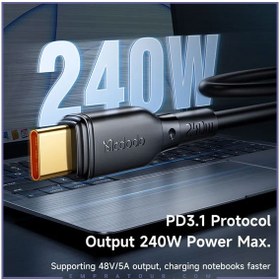 تصویر کابل تبدیل فست شارژ Mcdodo CA-3310 Type-C to Type-C 5A PD 240W 1.2m Mcdodo CA-3310 Type-C to Type-C 5A PD 240W 1.2m Fast Charging Cable