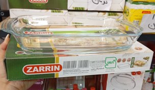 تصویر پیرکس مرغ خوری مستطیلی زرین سایز بزرگ 