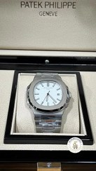 تصویر ساعت مچی مردانه پتک فیلیپ ناتیلوس بند استیل صفحه سفید 