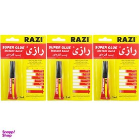 تصویر چسب قطره ای رازی مدل Super Glue حجم 3 میلی لیتر بسته 3 عددی چسب مایع رازی مدل چسب قطره ای رازی مدل Super Glue