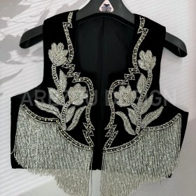 تصویر سخمه مخمل آویزدار نقره ای کد 1122 