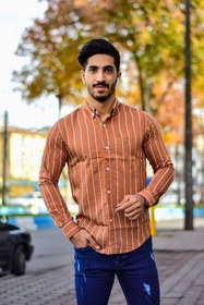 تصویر پیراهن مردانه آستین بلند راه راه گانت کد 2378 