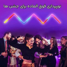 تصویر بیم لایت دیواری RGBIC موزیکال همراه اپلیکیشن موبایل و کنترل هوشمند 