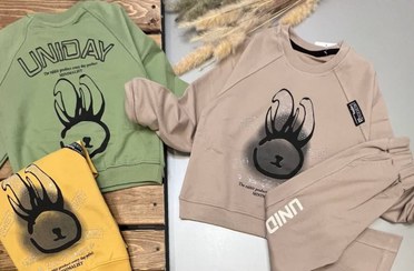 تصویر ست پاییزه دخترانه مدل خرگوش نگین‌دار | بلوز شلوار شیک | سایز 45 تا 60 