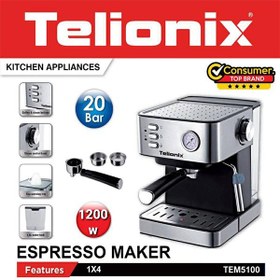 تصویر اسپرسو و قهوه ساز تلیونیکس مدل TEMS5100 TEMS5100 TEMS5100 TEMS5100 Espresso and Coffee Maker
