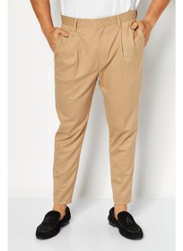 تصویر شلوار رسمی مردانه با فیت باریک و ساده، رنگ بژ برند asos design Men Tapered Fit Plain Dress Pants, Tan