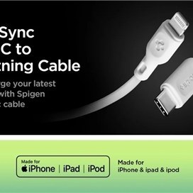 تصویر کابل USB-C به لایتنینگ اسپیگن مدل Spigen DuraSync USB C to Lightning طول 100CM 