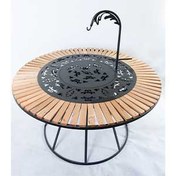 تصویر میز اتشدان گرد دو حالته هیزمی گازی 