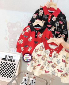 تصویر ست لباس بچگانه اسپرت بلوز و شلوار طرح خرس و هندوانه کد 43 رنگ قرمز 