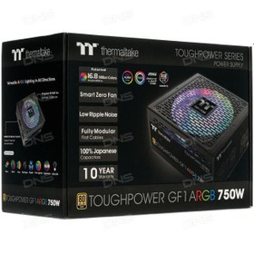 تصویر پاور 750 وات فول ماژولار برند ترمالتیک مدل THERMALTAKE ToughtPower GF1 ARGB 750W (کارکرده همراه با کارتن) 