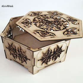 تصویر جعبه هدیه طرح آمیتیس با جنس چوبی MDF در 4 سایز ا Diamond gift box Diamond gift box