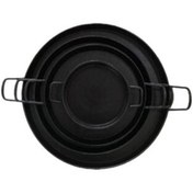 تصویر سینی سرو دسته‌دار فلزی مشکی سایز ۱۸، ۲۶، ۳۲ و ۴۰ سانتی‌متر 