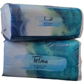 تصویر دستمال کاغذی 500 برگ ( 250 برگ دولا ) اقتصادی تلما Telma 500 (250*2 ply) facial tissu