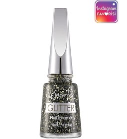 تصویر لاک ناخن اکلیلی مدل Glitter رنگ خاکستری نقره ای شماره Gl0۵ فلورمار Flormar 