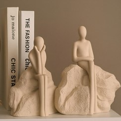 تصویر مجسمه انتظار صخره نشین - دست زیر چانه / سفید 