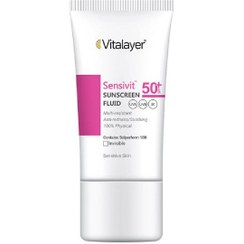 تصویر فلوئید ضد آفتاب بی رنگ ویتالیر spf 50 مناسب پوست های حساس حجم 50 میلی لیتر 