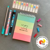 تصویر دفتر برنامه ریزی لغات زبان مدل پلنر سایز A6 طرح پاستلی 