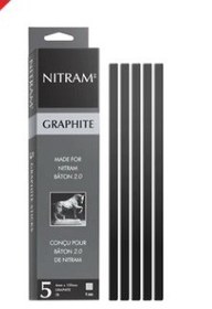 تصویر زغال طراحی نیترام ، Nitram Graphite Refills 4mm 