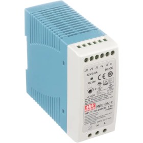 تصویر منبع تغذیه ریلی تک فاز 12 ولت 5 آمپر مینول MEAN WELL مدل MDR-60-12 Switch Mode Power Supply DIN Rail MEAN WELL MDR-60-12