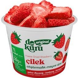 تصویر dokuru تراشه های میوه خشک توت فرنگی dokuru Çilek Kuru Meyve Cipsi - Dondurularak Kurutulmuş Freeze Dried Çıtır Çilek