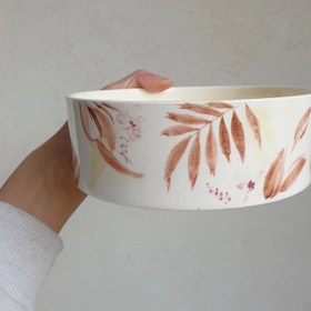 تصویر کاسه سرامیکی دستساز طرح برگ Handmade ceramic bowl leaves design