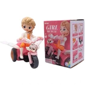 تصویر ربات دختر موتور سوار تکچرخ زن موزیکال GIRL BICYCLE MUSICAL TOY _ 151