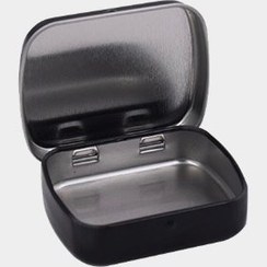 تصویر جعبه فلزی مشکی درب لولایی Small metal box