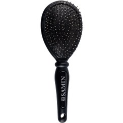 تصویر برس مو طرح بیضی مدل دانه فلزی ثمین مشکی Samin Style Hair Brush