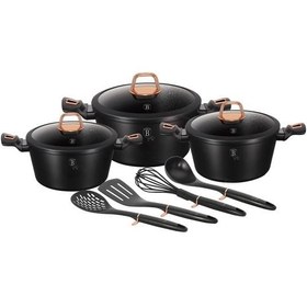 تصویر سرویس قابلمه کفگیر ملاقه 10 پارچه برلینگر هاوس مجارستان BerlingerHaus 10-PIECE COOKWARE SET BERLINGER HAUS BH/6154 BLACK ROSE COLLECTION 