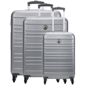 تصویر چمدان سه تیکه دلسی مدل کارلیت نقره ای 