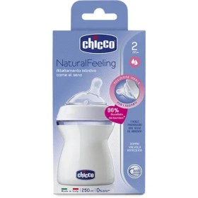 تصویر شیشه شیر نچرال فیلینگ چیکو Chicco Natural Feeling Medium Flow 250ml 2m