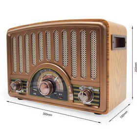 تصویر رادیو کلاسیک، رادیو شارژی قابل حمل با قابلیت های فوق العاده،قابلیت نصب فلش مموری و USB، پشتیبانی از بلوتوث، دارای صدای استریو و با کیفیت | مدل 1928 