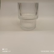 تصویر لیوان و نیم لیوان شیشه‌ای نوشیدنی و تامبلر و شربت خوری راه راه - نیم لیوان Striped glass drinking glasses and tumblers and syrup glasses