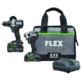 تصویر ست دریل و ایمپکت شارژی فلکس آمریکایی اصل Flex 24V Li-Ion Drill & Impact Driver