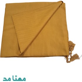 تصویر روسری نخی ساده طرح کندویی رنگ خردلی کد1-123 Utab scarf code 123