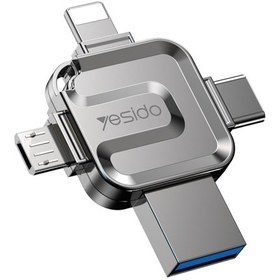 تصویر مبدل OTG +‌ فلش مموری 4 سر یسیدو 64 گیگابایت YESIDO FL15 64GB Flash Drive 