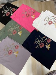 تصویر تیشرت گلدوزی طرح گنجشک - سبز 